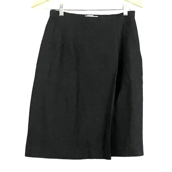 VTG Talbots Black Lined Pencil Wrap Skirt Sz 8 100% Wool Women's - Picture 1 of 9